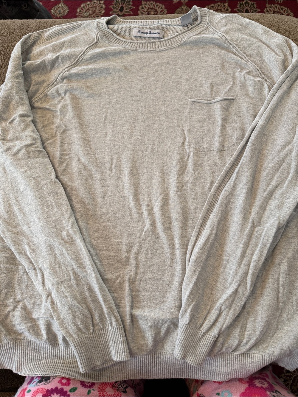 Tommy Bahama Grey/Ivory Cotton Pullover Sweater Size 2XL (TD)